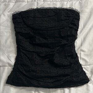 Vintage Y2K Rampage Black Lace-Trimmed Eyelet Top